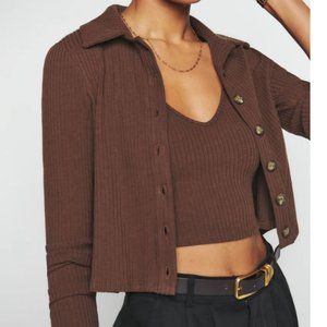 Reformation Brown Button Sweater Cardigan